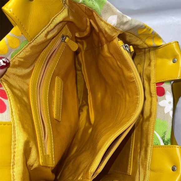 Audrey Brooke Women's Yellow Floral Satchel Tote Handbag - Picture 6 of 6